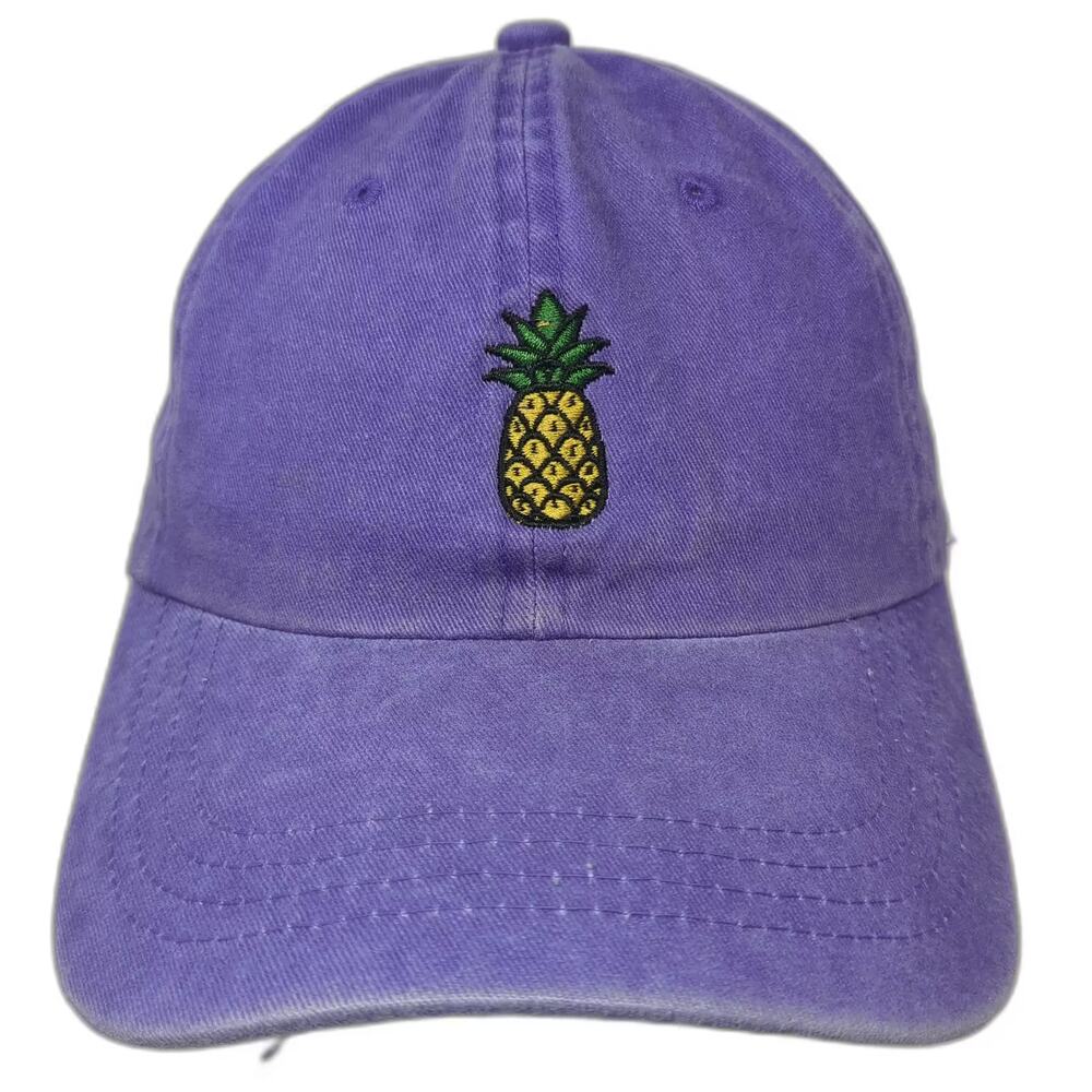 Dad Brand Pineapple Embroidered Baseball Cap Purple Hat OS Slideback Adjustable